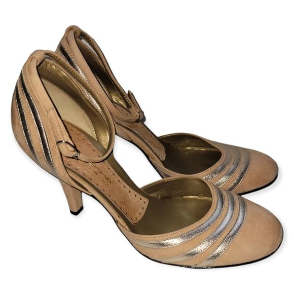 Fornarina Shoes - Fornarina Pink Suede Strap Heels Size 7